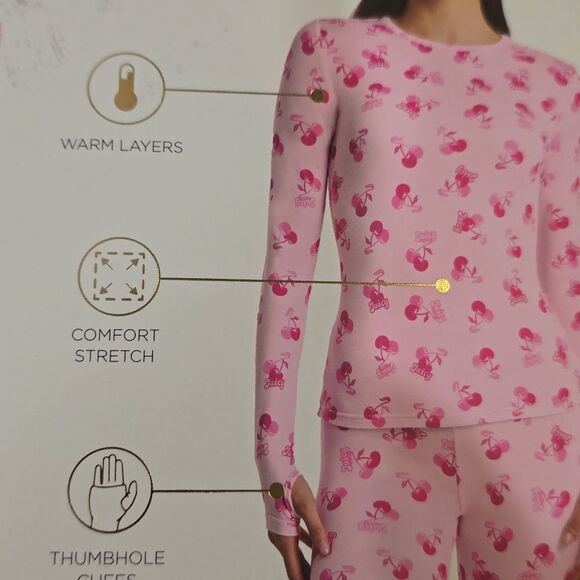 Juicy Couture Cherry Bubble Logo Print Pajama Set - Picture 5 of 6